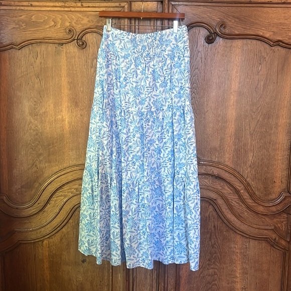 J.McLaughlin Ophelia Cotton Voile Floral Print Tiered Ruffle Maxi Skirt - Picture 7 of 12
